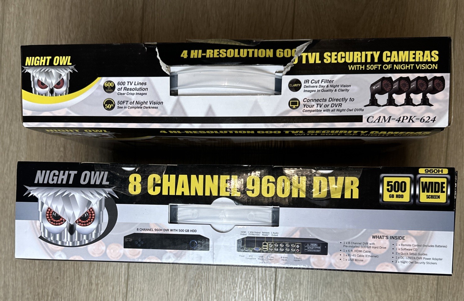 Night Owl 960H Video Security 500GB DVR System 8 Channel 4 Cameras New Open Box