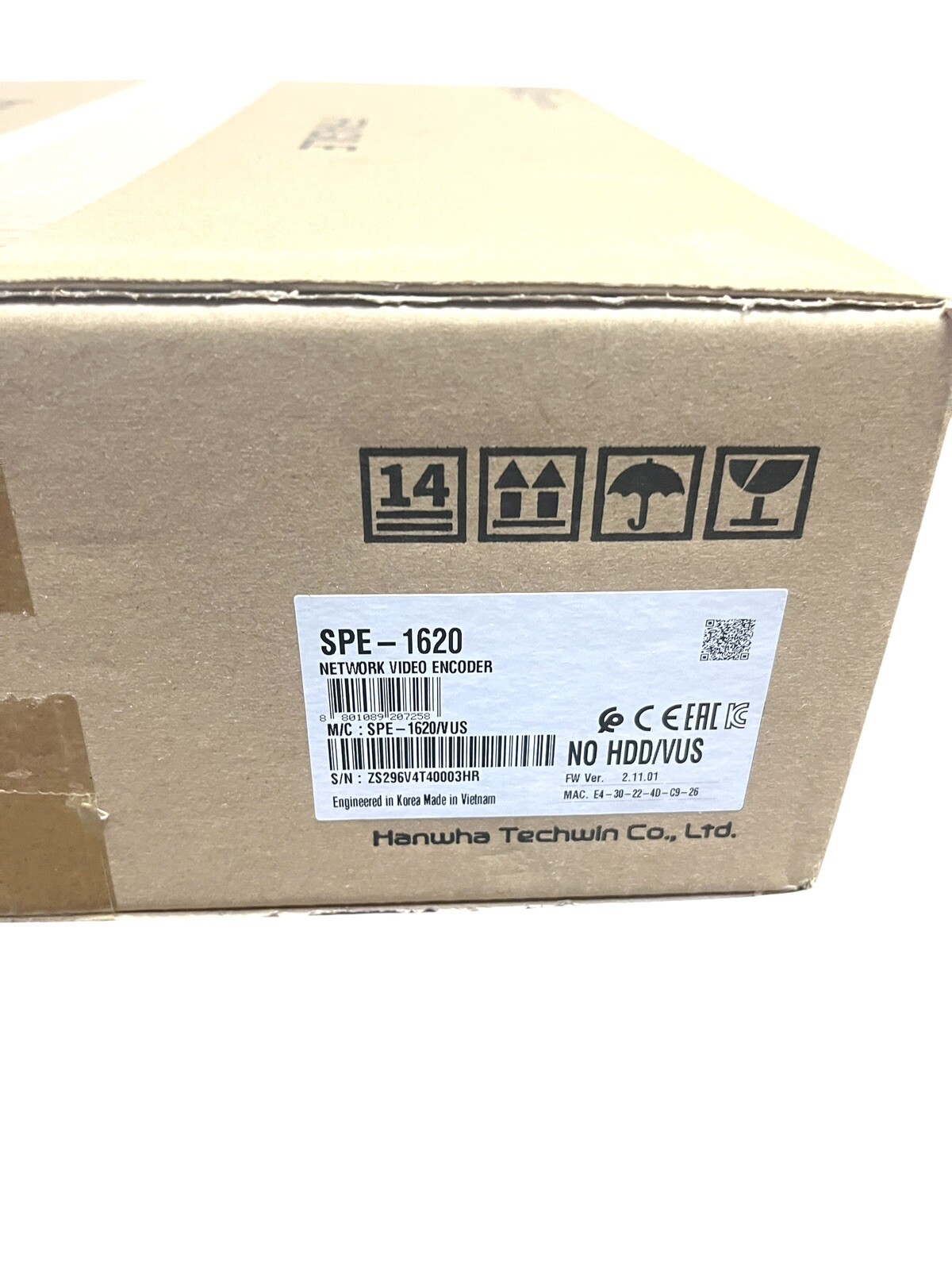 Hanwha Techwin WiseNet SPE-1620 16-Channel 2MP Network Security Video Encoder