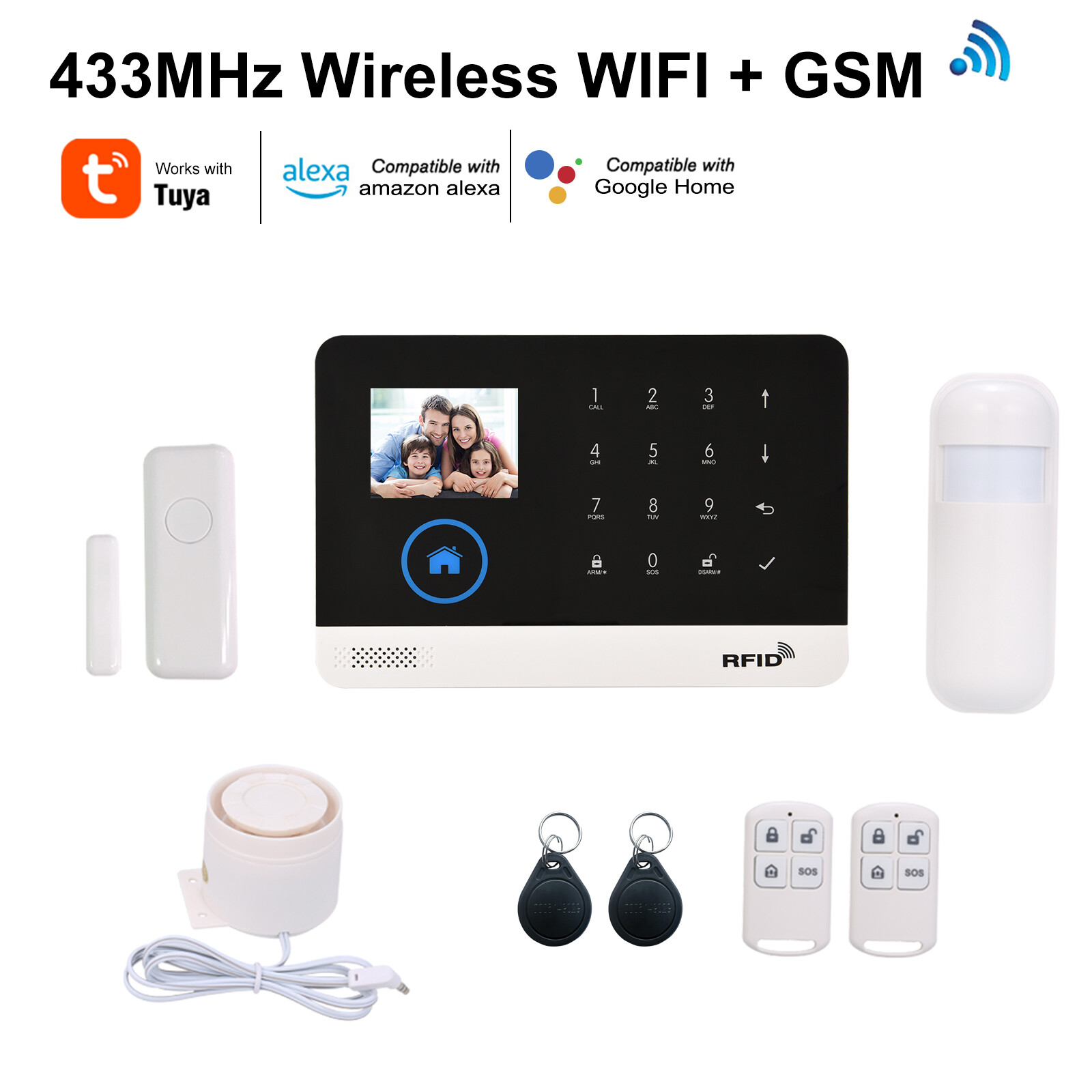 WiFi Wireless Alarm System for Home Security 433MHz WIFI GSM Alarm System Z1J7