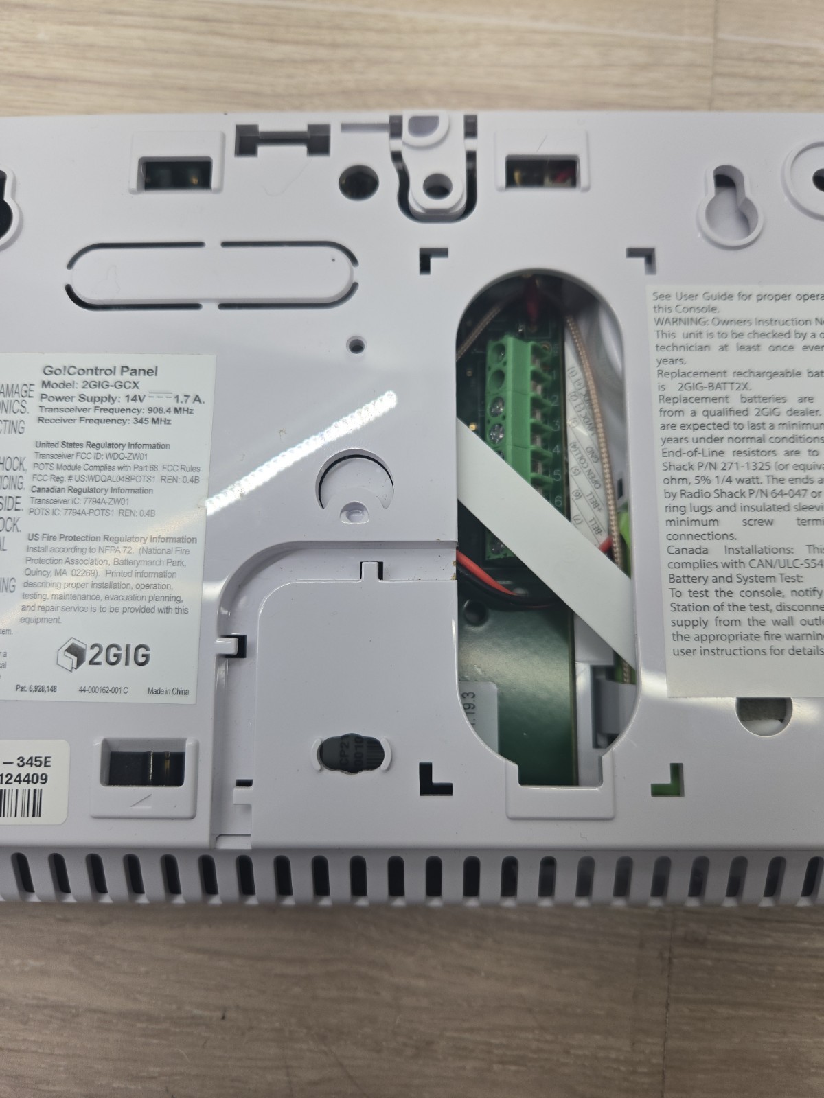 2GIG GO! Control Panel 2GIG-GCX Unit Only No Power Supply