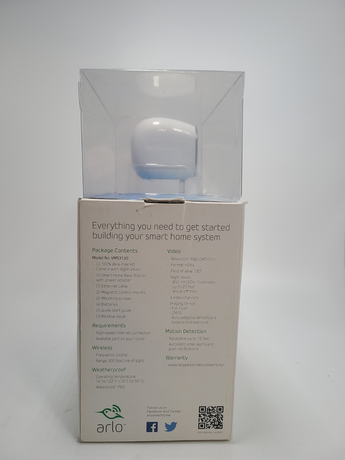 Arlo Wireless Outdoor Security Camera System VMS3130 100NAS Netgear NEW OPEN BOX