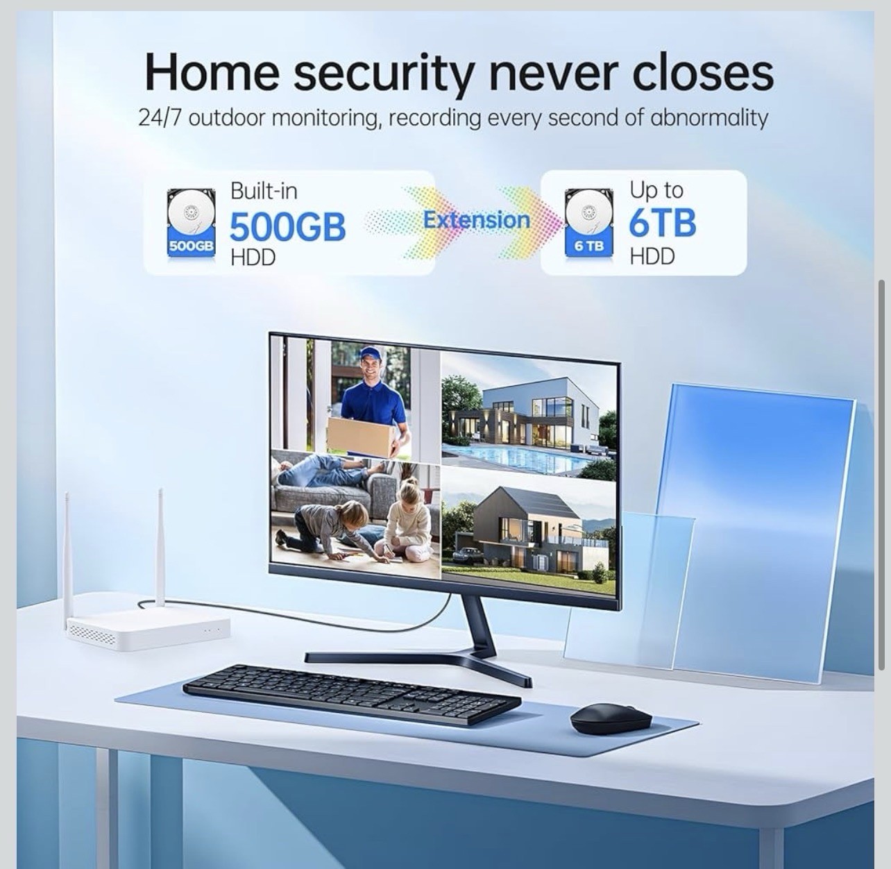 CAMCAMP Wireless Security Camera System NVR, Full Color Night Vision, Motion