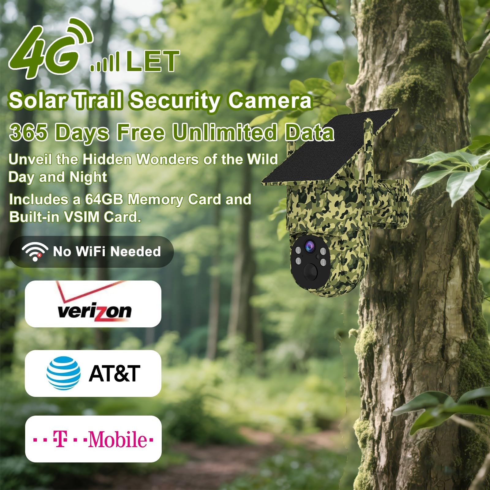 QUTHZZHY 4G LTE Cellular Security Camera Outdoor Wireless, 365-Day Camouflage