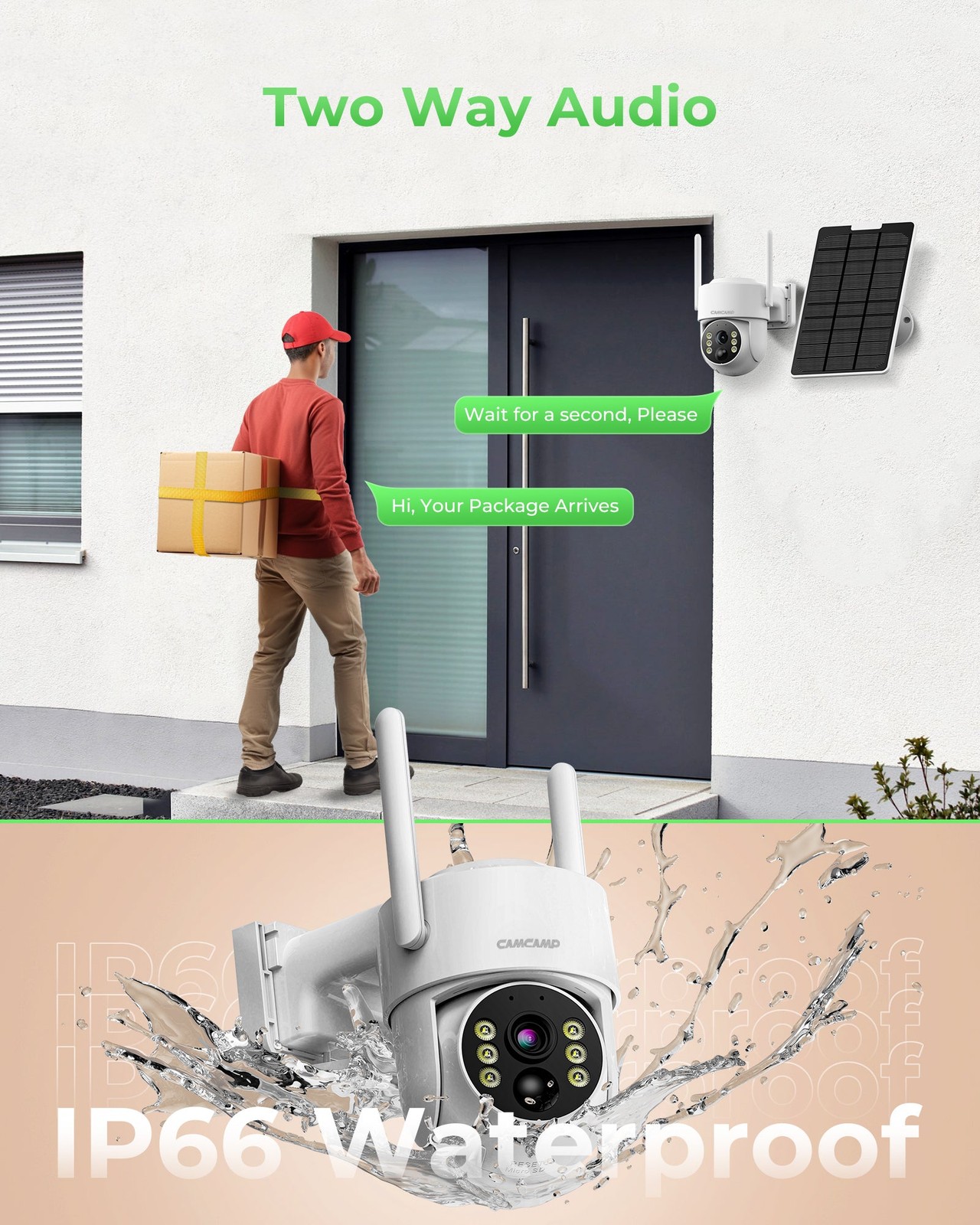 Solar Powered Security Camera System Wireless Outdoor with Monitor PT 360° 500Gb
