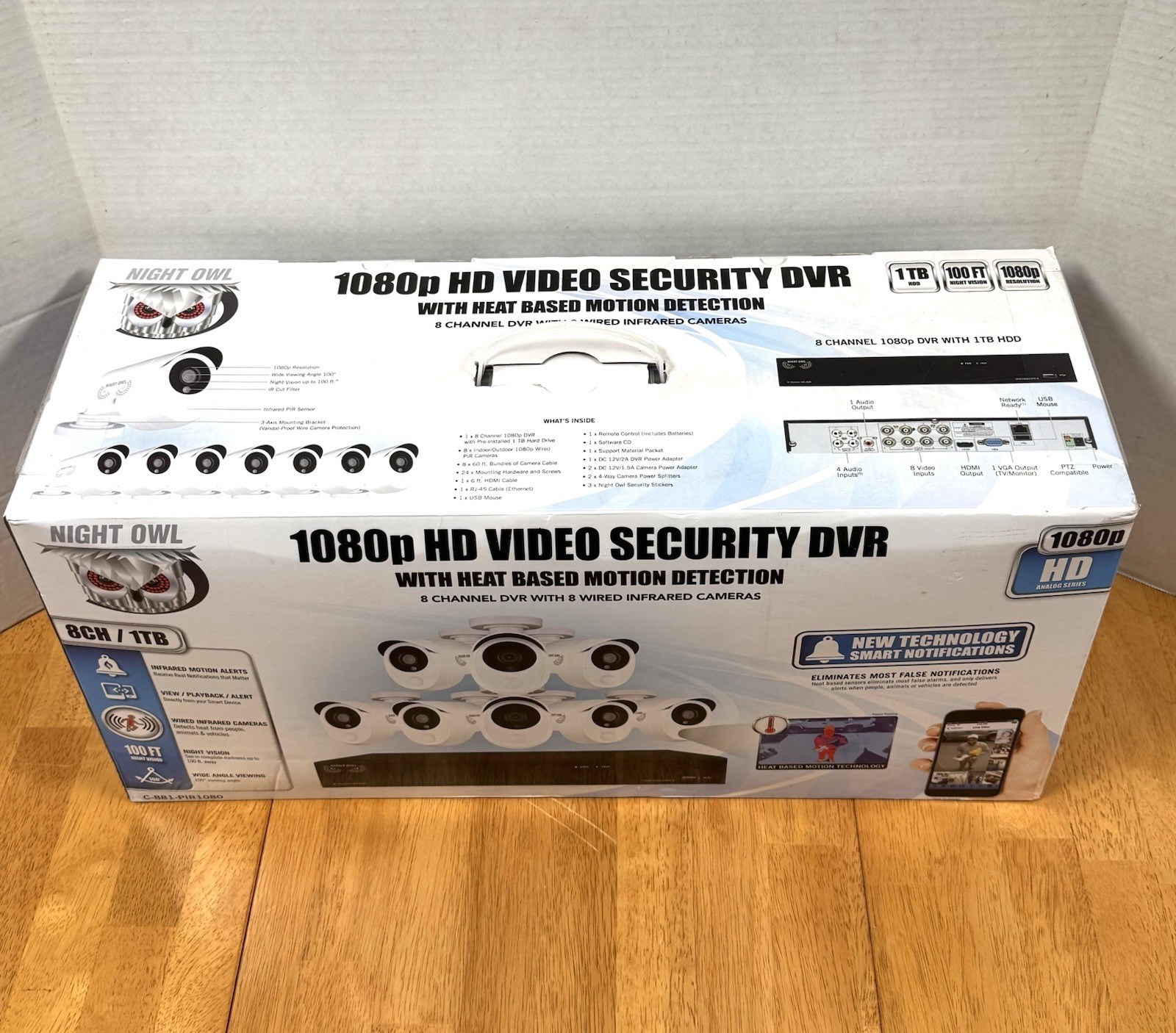 NEW! Night Owl C-881-PIR1080 8-channel/1TB 1080p HD video Security System w/DVR