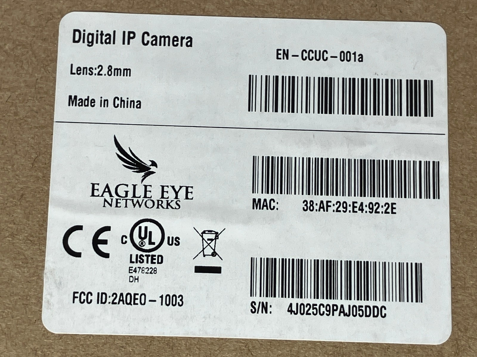 Eagle Eye EN-CCUC-001A CameraManager Cloud Camera Surveillance Wi-Fi NEW