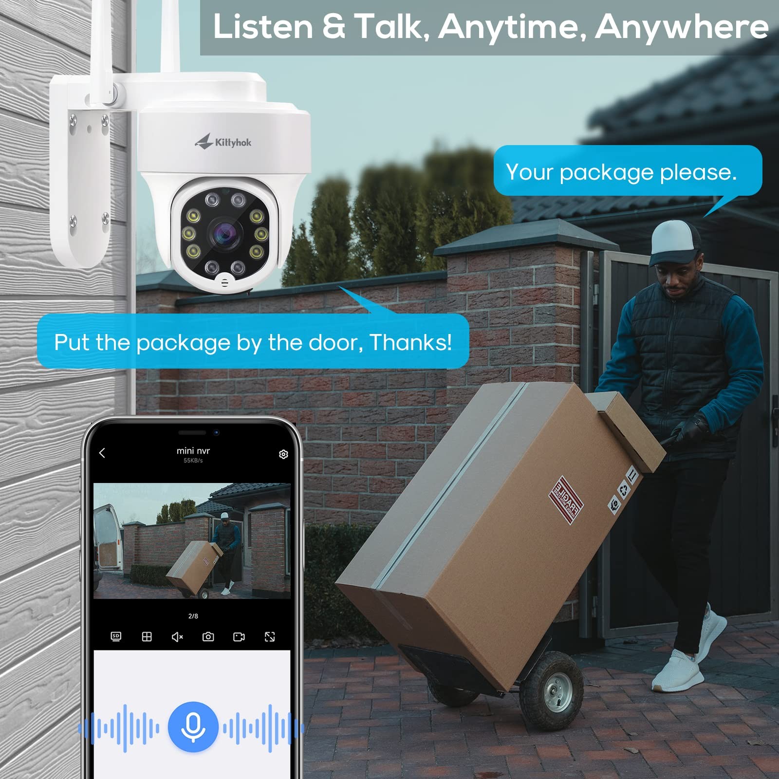 Kittyhok PTZ Security Camera Wireless Outdoor | 2K FHD Cameras White