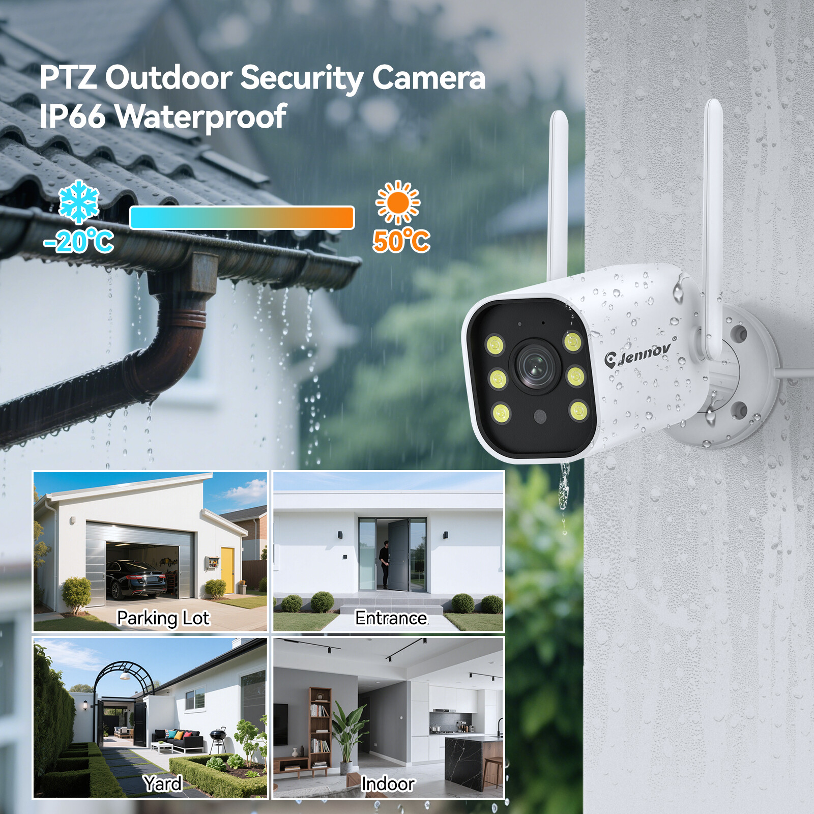 Jennov 5MP 180° PTZ Monitor Wireless Security Camera System Outdoor 2-Way Audio