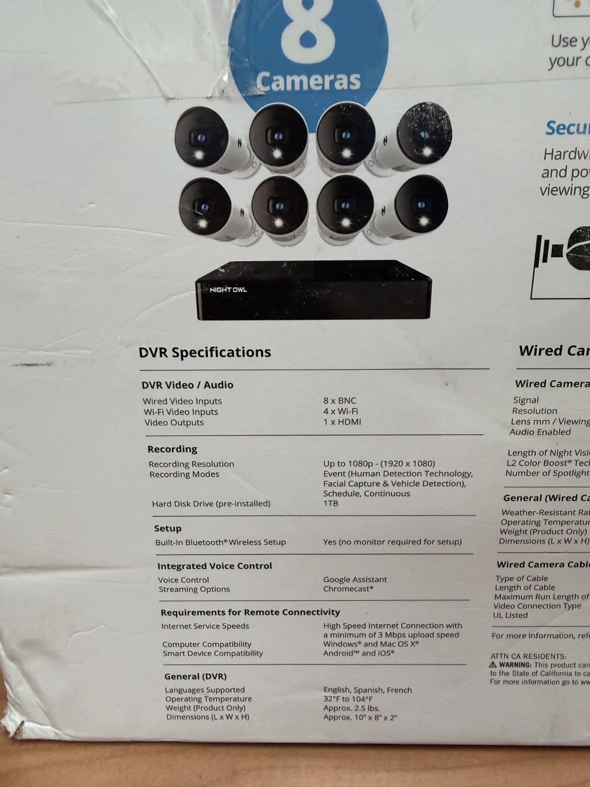 Night Owl Wired Security System 8 Cameras with Wired DVR – 1TB – 1080p Res