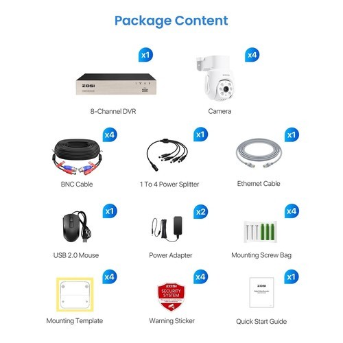 ZOSI 4K 8MP PoE IP Camera Weatherproof CCTV Security Camera Night Vision Audio