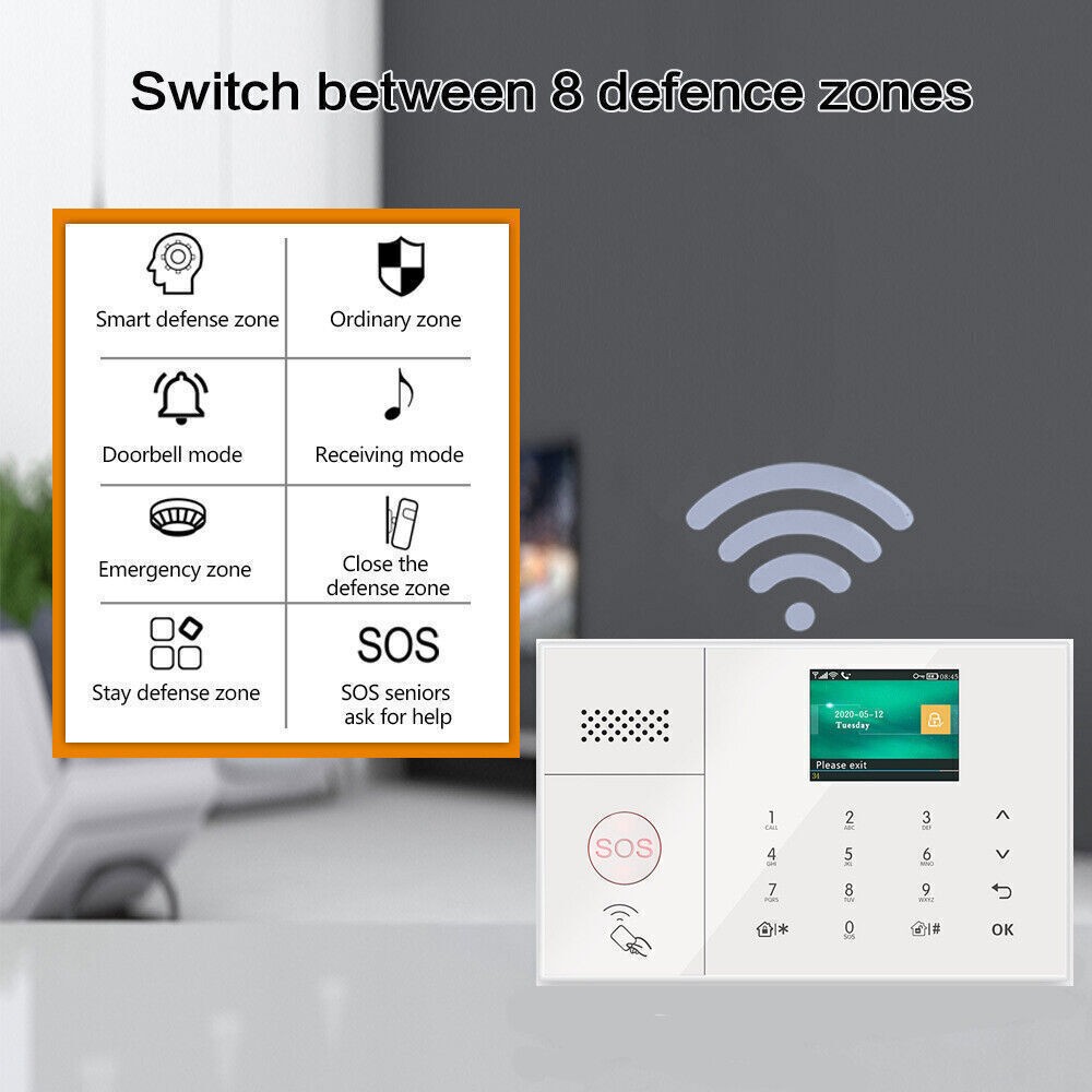 Wireless & Wired WiFi+US 4G Office Home Burglar Security Alarm System TUYA APP
