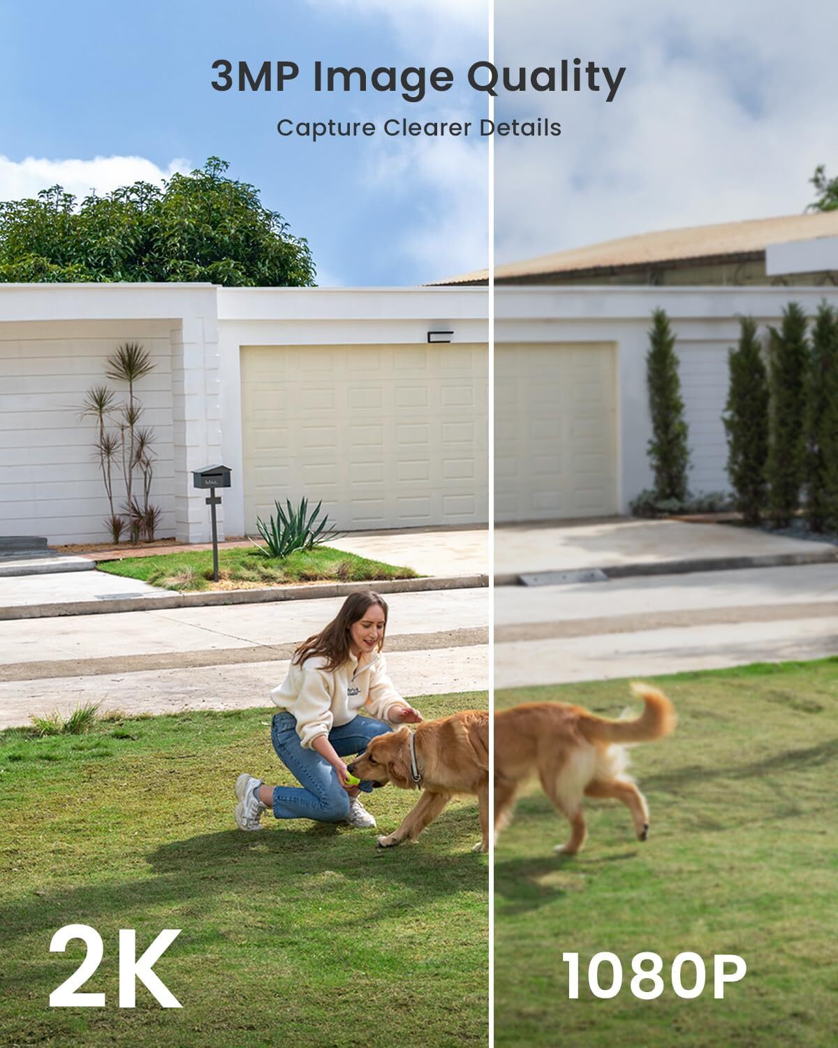 2K 3MP Outdoor Security Camera Wireless Battery Powered WiFi CCTV System