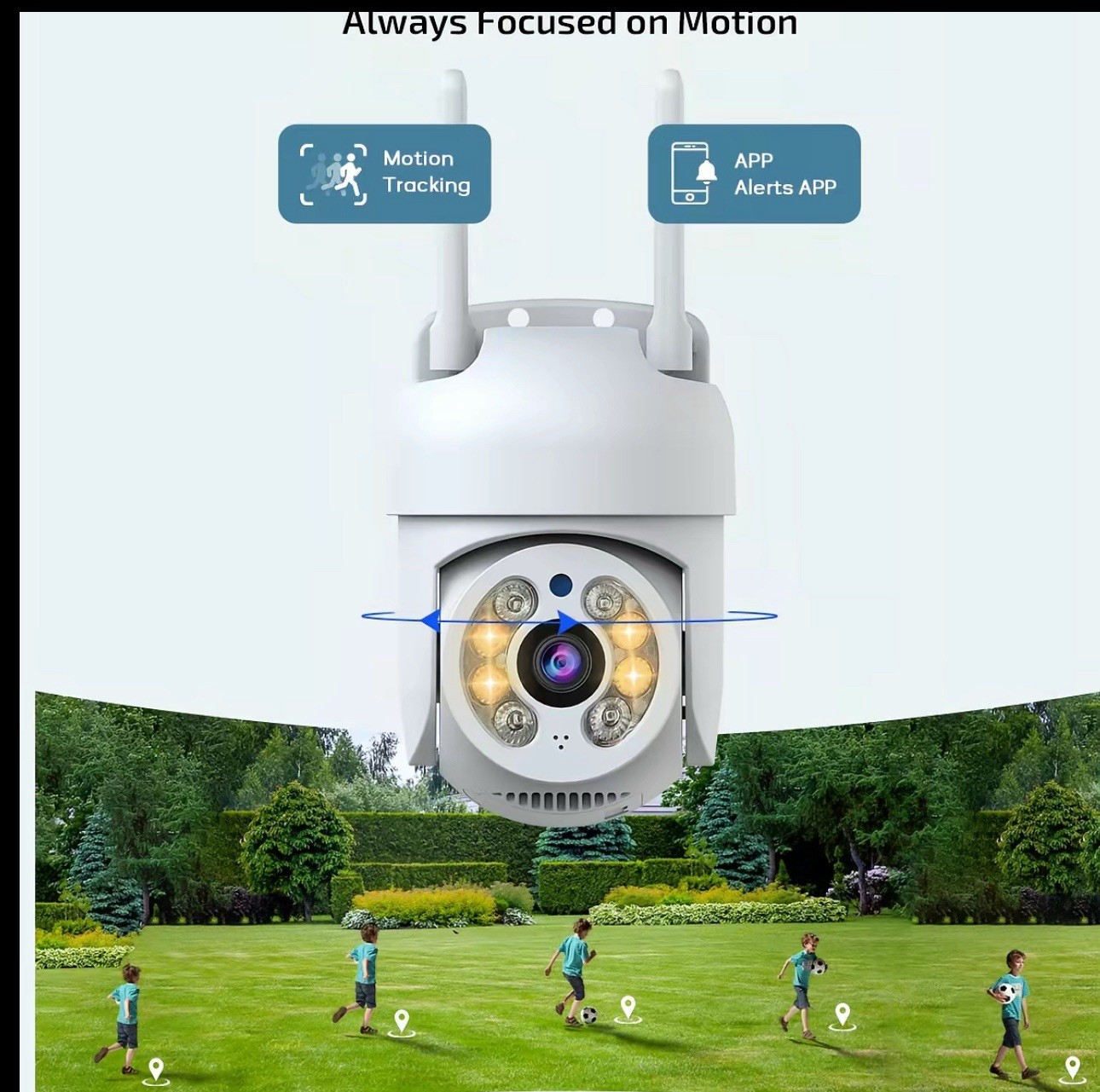 3MP PTZ Dual-Band WiFi Security Camera, Motion Tracking, Cloud Storage