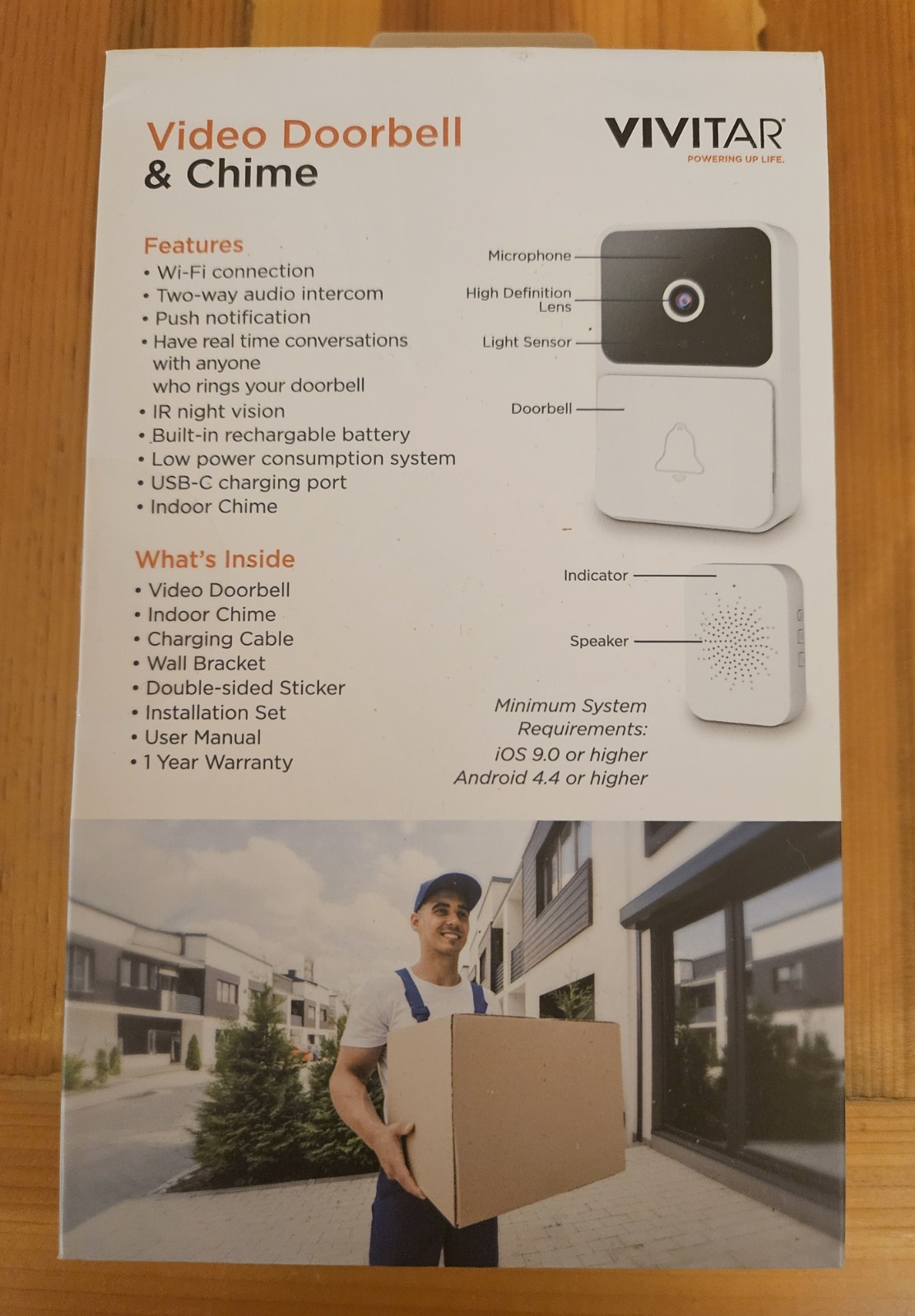 Vivitar Security Video Doorbell & Chime Kit WIFI White DB201 NOC NEW