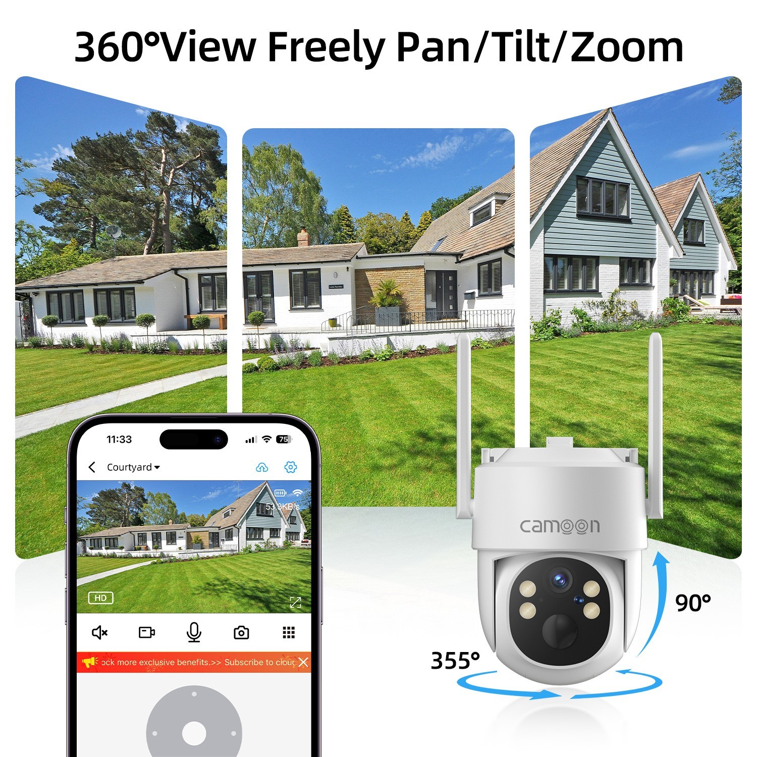 Camoon Solar Security Cameras Outdoor Wireless,4 Cam-Kit,2K Color Night Vision