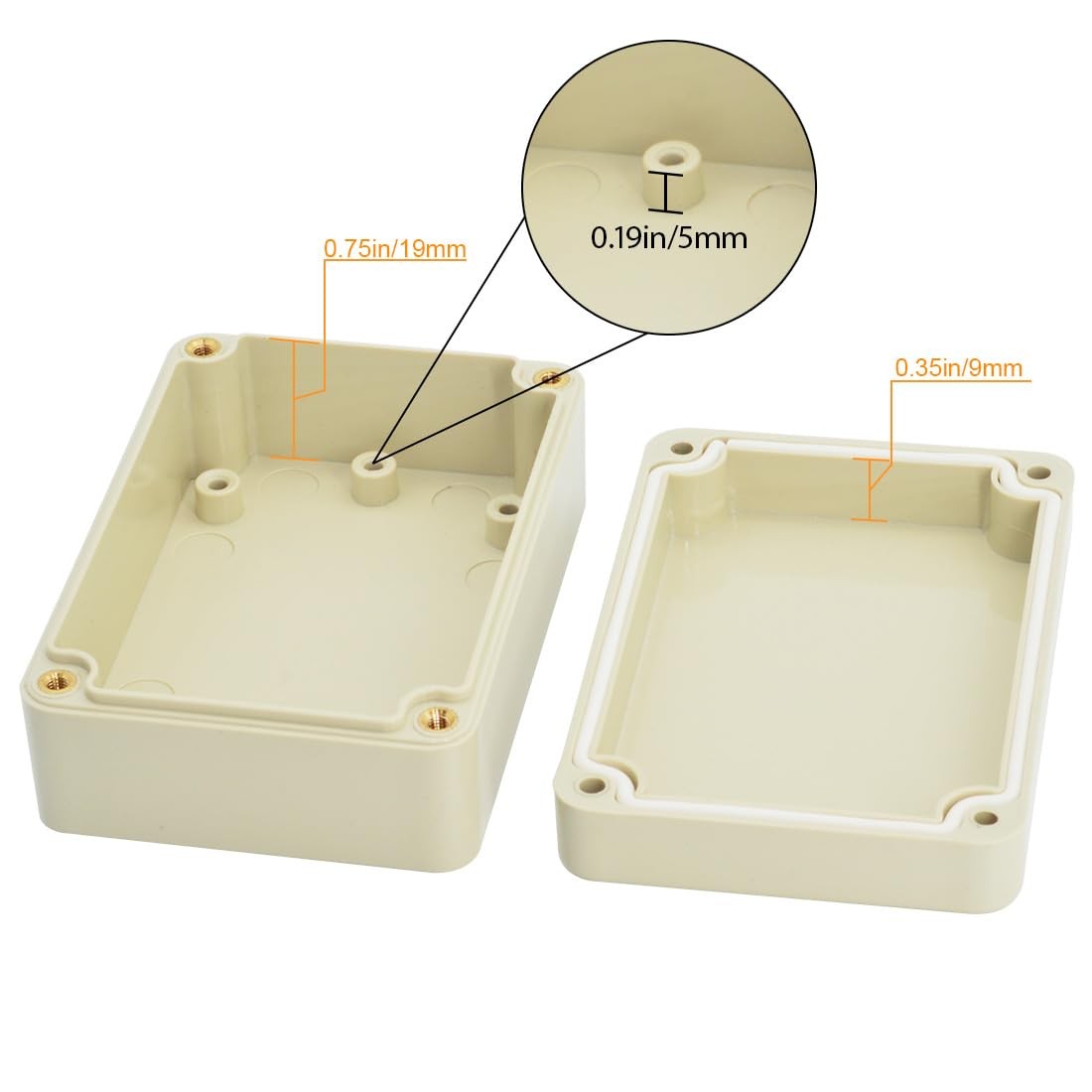 LeMotech Waterproof Dustproof IP65 ABS Plastic 3.3″x2.3″x1.3″, Pale Grey