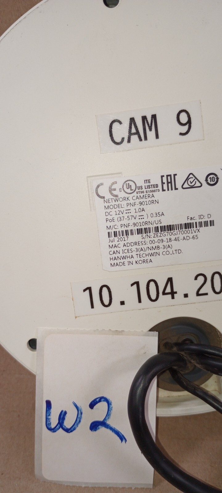 WiseNet used DEMO PNF-9010RN 12mp Fisheye IP Camera Hanwha Techwin