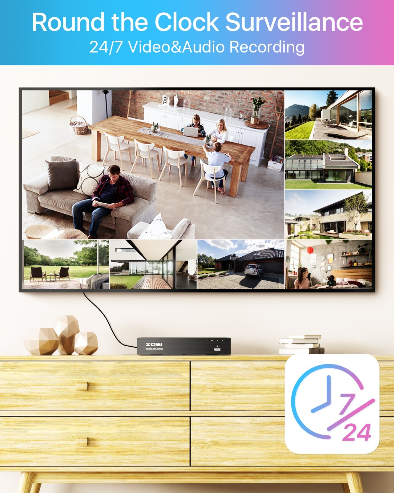 ZOSI 8/16CH 4K PoE CCTV Security Camera System Person Vehicle Detection 2TB/4TB