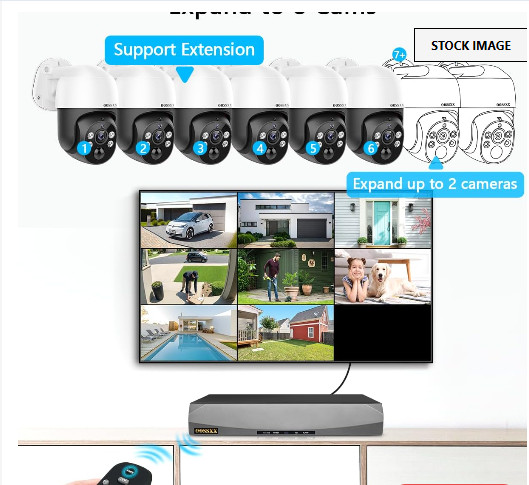 4K PT PoE Outdoor Wired Security Camera System Home Wired Cameras Video Surveill