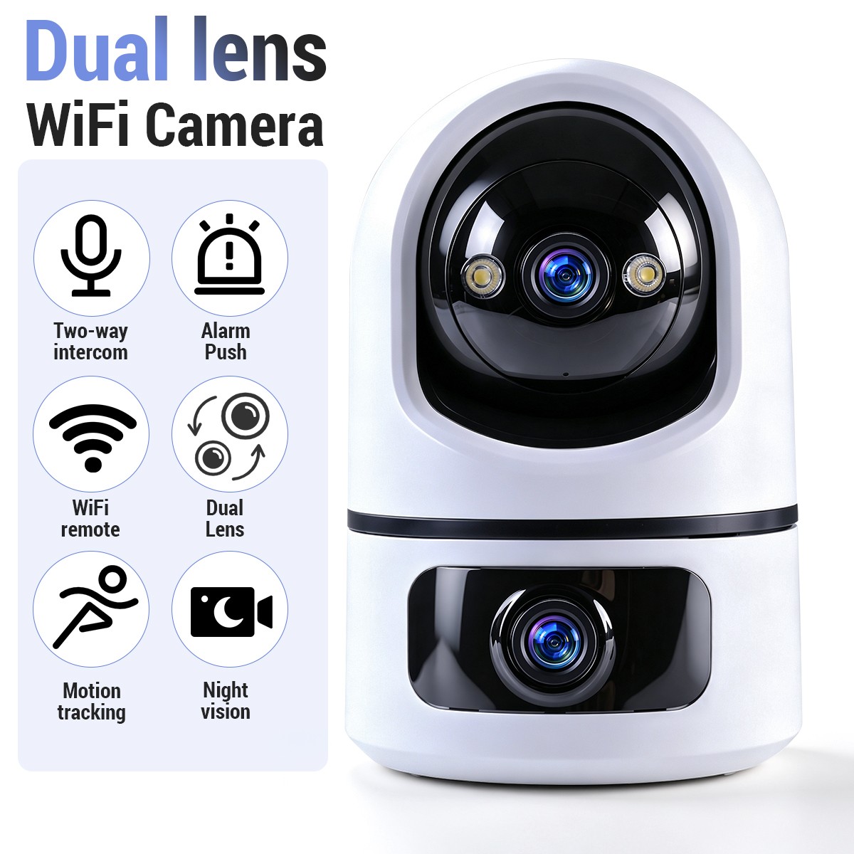 2K Audio Security IP Camera Dual Lens Indoor AI Human Detect Color Night Vision