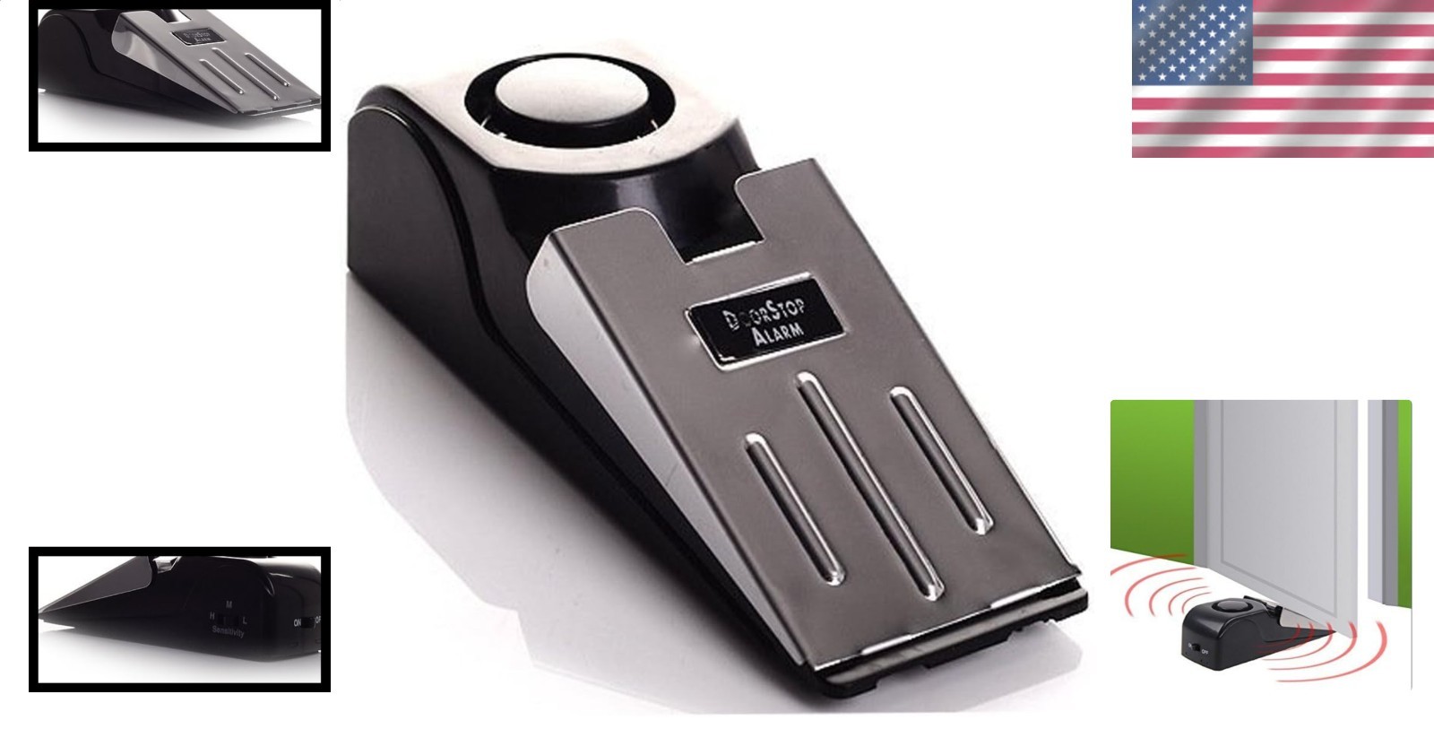 Portable Door Stop Alarm – Heavy Duty Travel Security Tool, Floor Mount Design