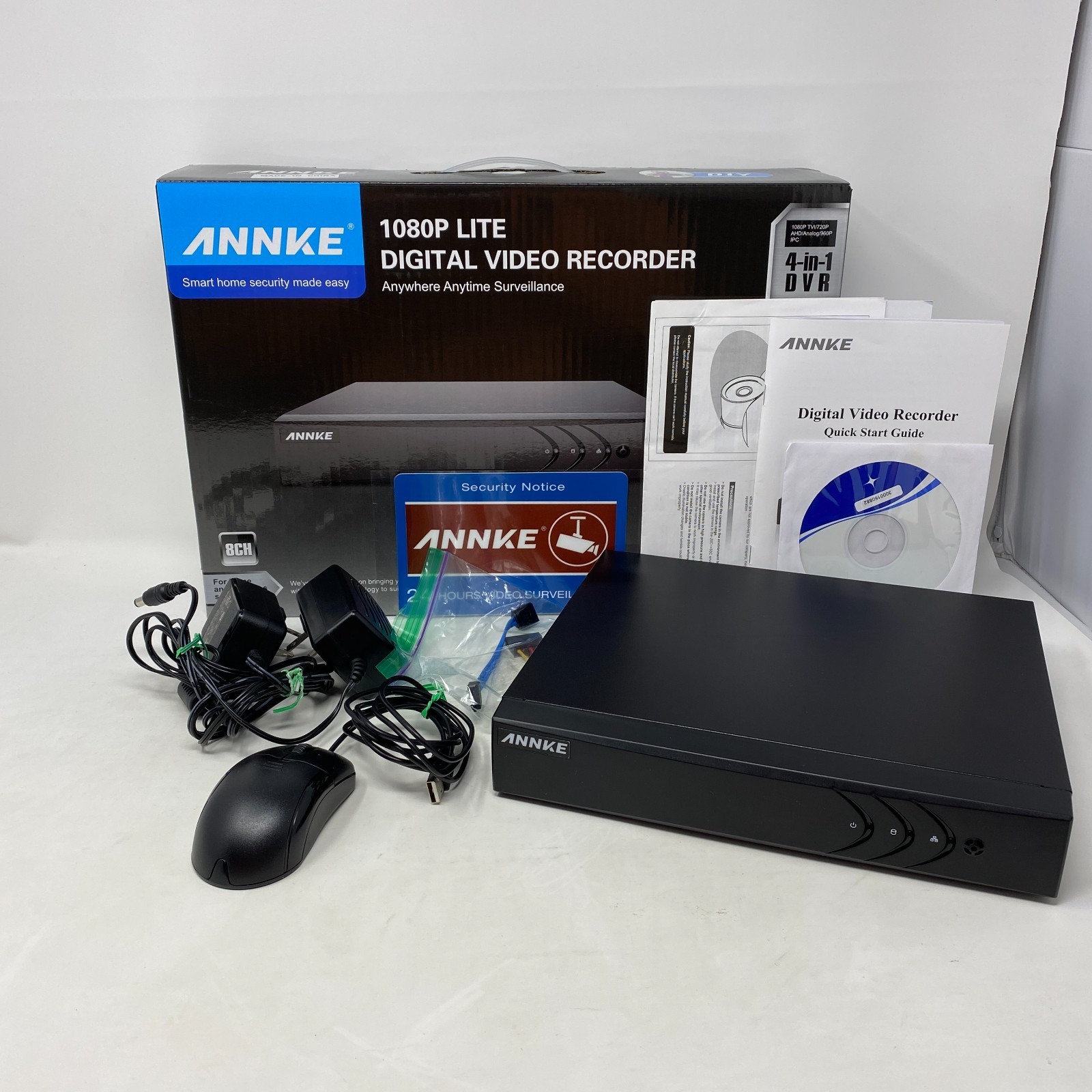 ANNKE DN81R DC12V 8-channel NVR system w/ 4 C11BX cameras – NO HDD