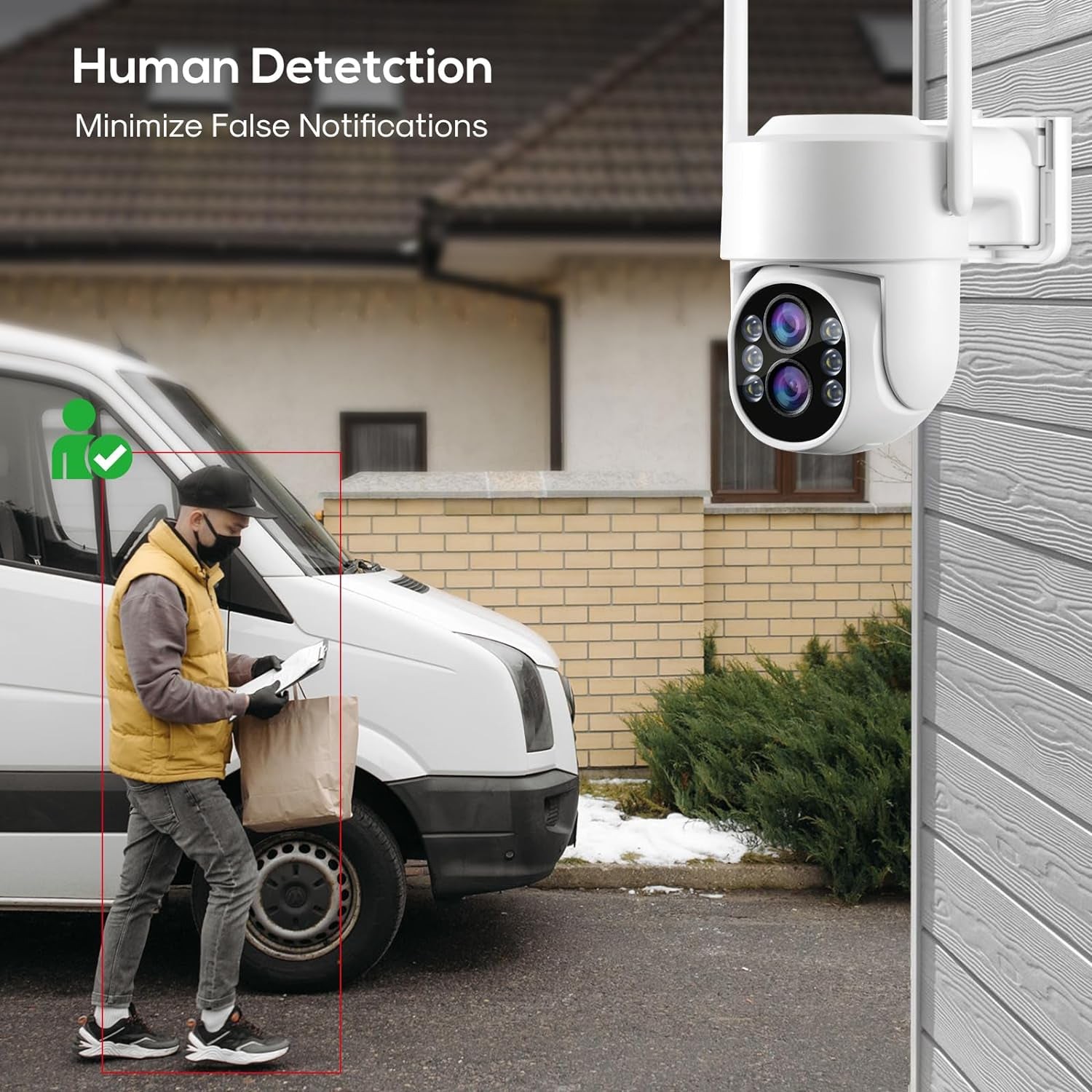 CAMCAMP Wireless Security Camera System Outdoor with 10.1″ LCD Monitor Dual Lens