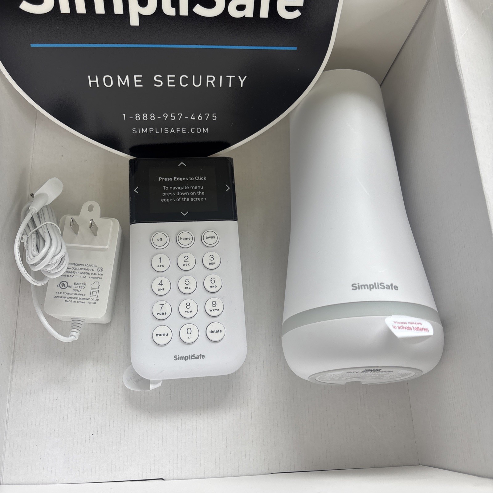 Simply Safe Security System Base Unit AC Adapter Keypad Entry Motion Sensor Key
