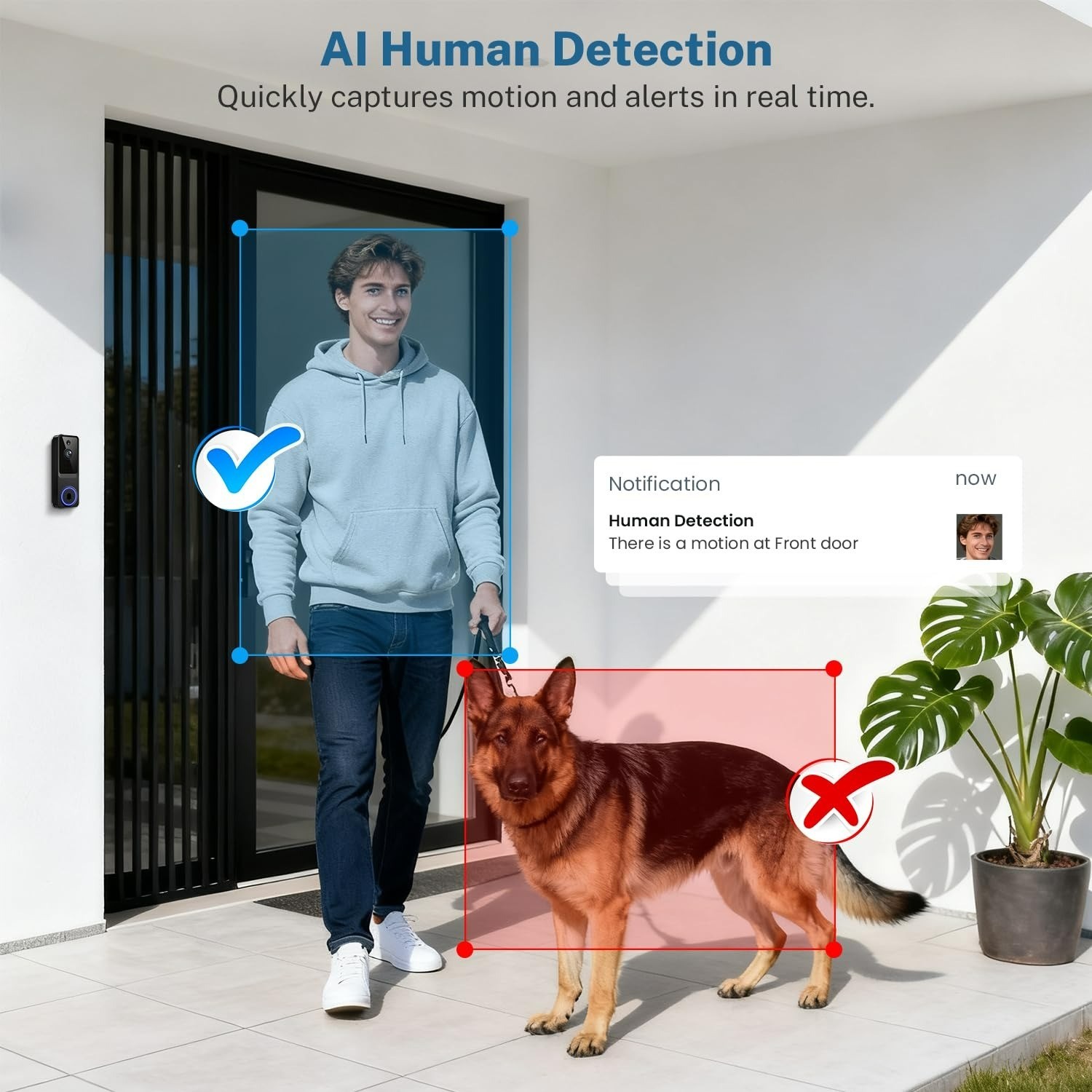 SoraNari Wireless Video Doorbell Camera 1080P FHD Night Vision