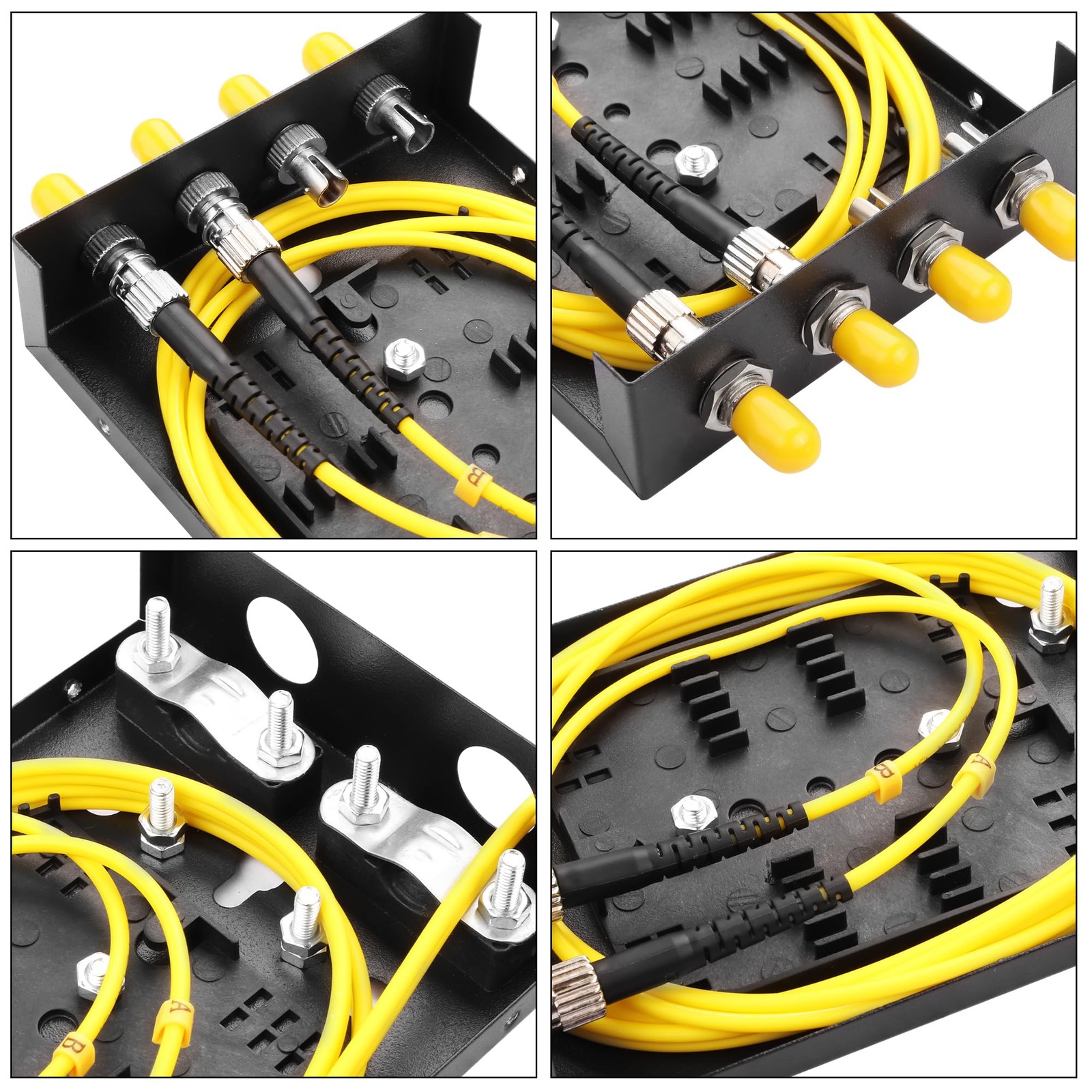 PNGKNYOCN 4 Ports Fiber Optical Terminal Junction Box,ST Wall Mount Black