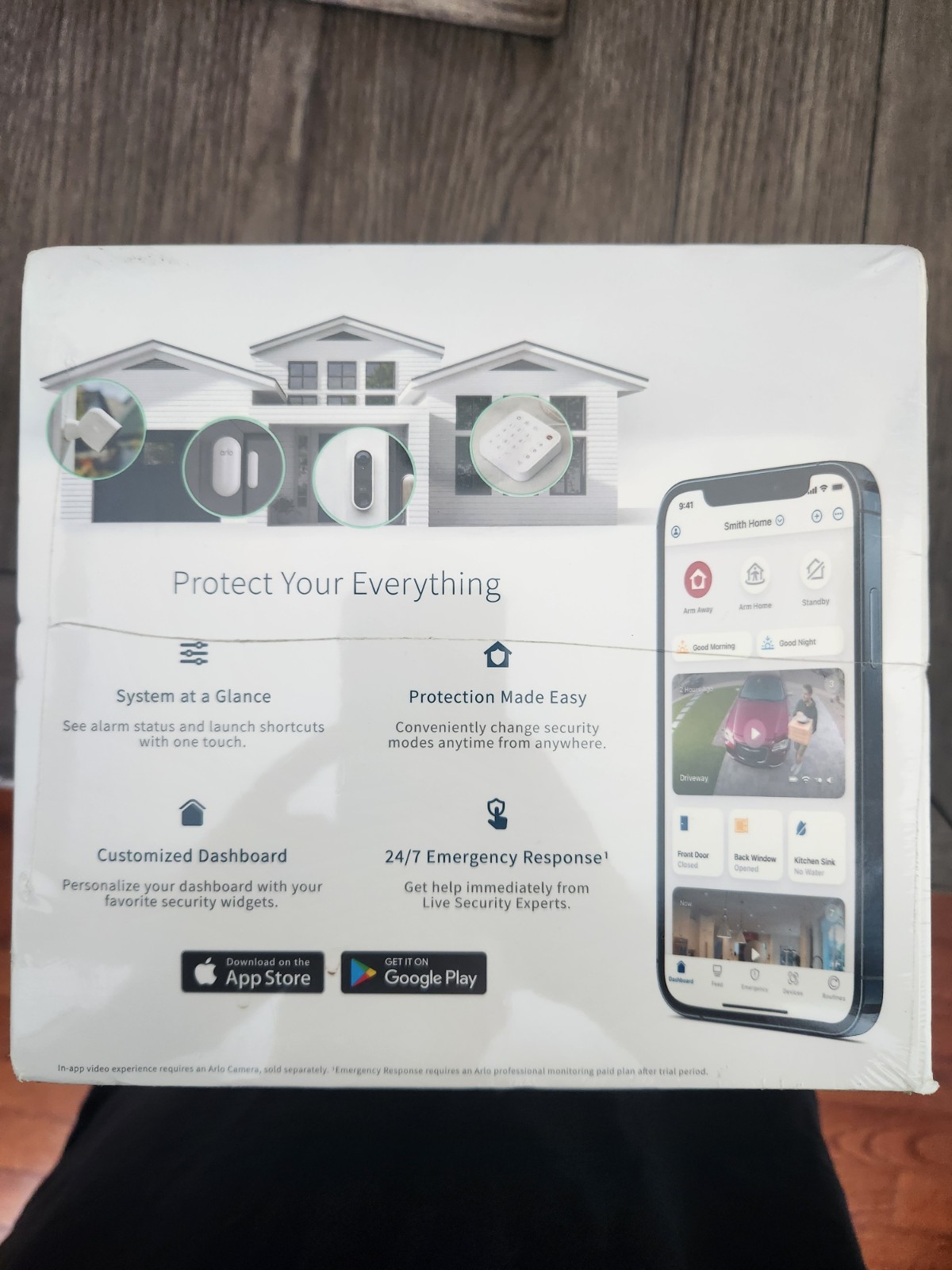 Sealed Arlo Home Security System with Wired Keypad Sensor Hub, 5 8-in-1 Sensors