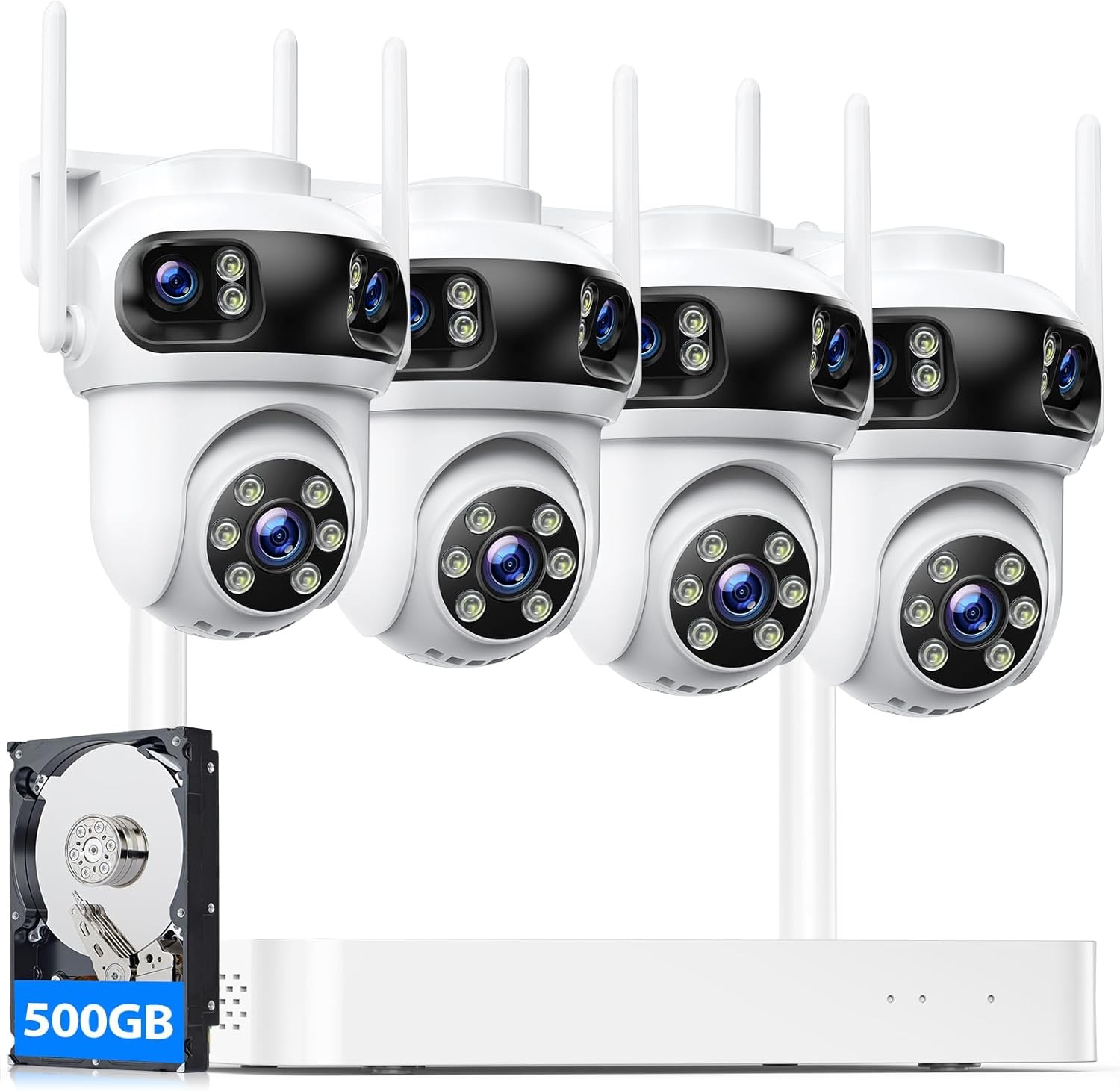 3K Wireless Security Camera System Triple-Lens 10CH NVR 3-Screen Outdoor Camera