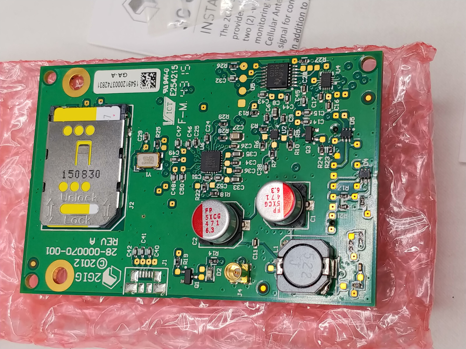 2GIG-GC3GA-A 3G AT&T GSM Cell Radio Module with ANT3X 2-way Voice GC2 Panel NOS