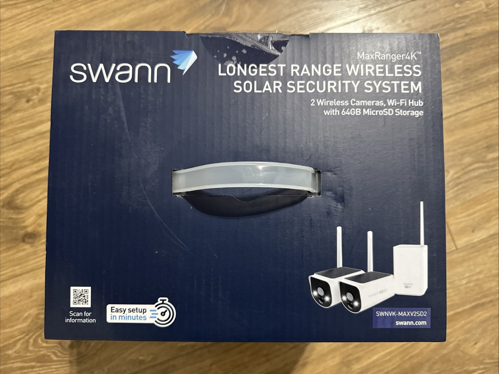 Swann MaxRanger Version 2 4K Solar Wireless Security System Base Station + 2 Cam