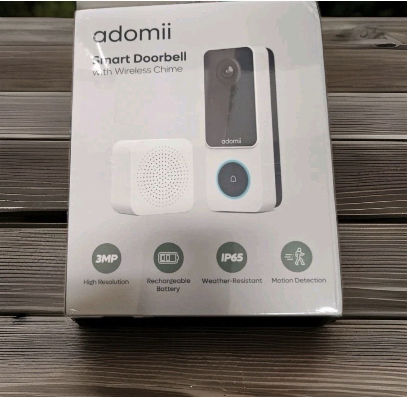 Adomii Wireless Video Doorbell Motion Security Camera w/ Chime Rechargeable