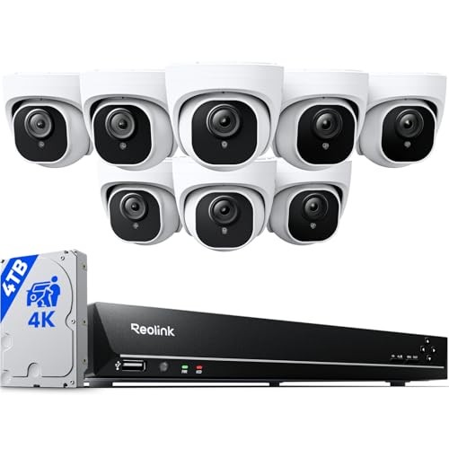 4K PoE Security Camera System Wired, 8pcs 8MP PoE Cameras, Smart