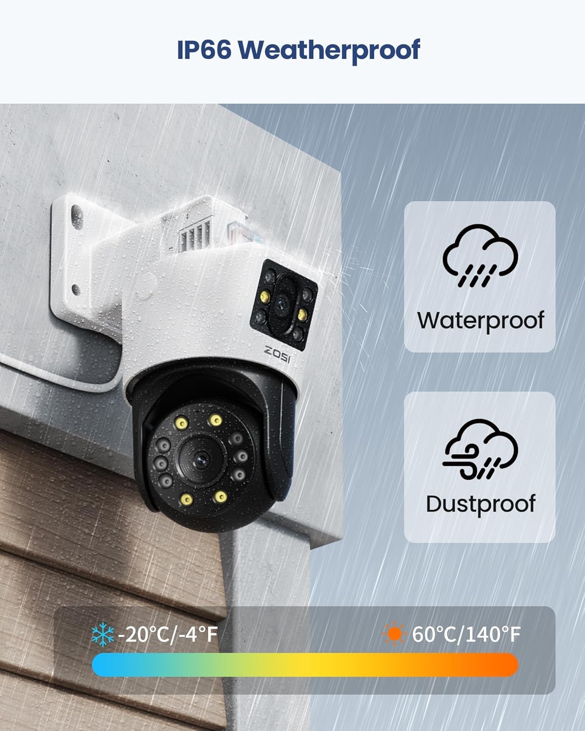 ZOSI 2 x C298 Pro 4K 8MP Dual-Lens(2x4MP) Add-on PoE IP Security Camera Detect
