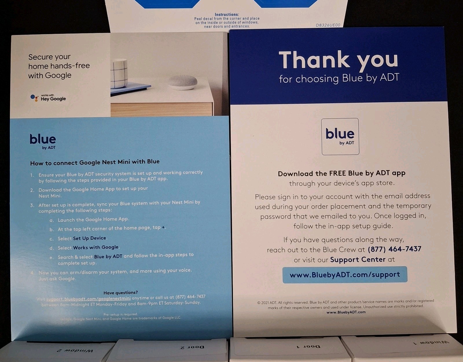 Blue by ADT Smart Home Hub Security System S40LR0-01 Hub, Nest Mini & 8 Sensors