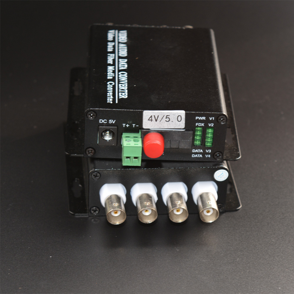 4 Channel Video Fiber Optical Converter RS485 Camera Surveillance CCTV 1 Pair