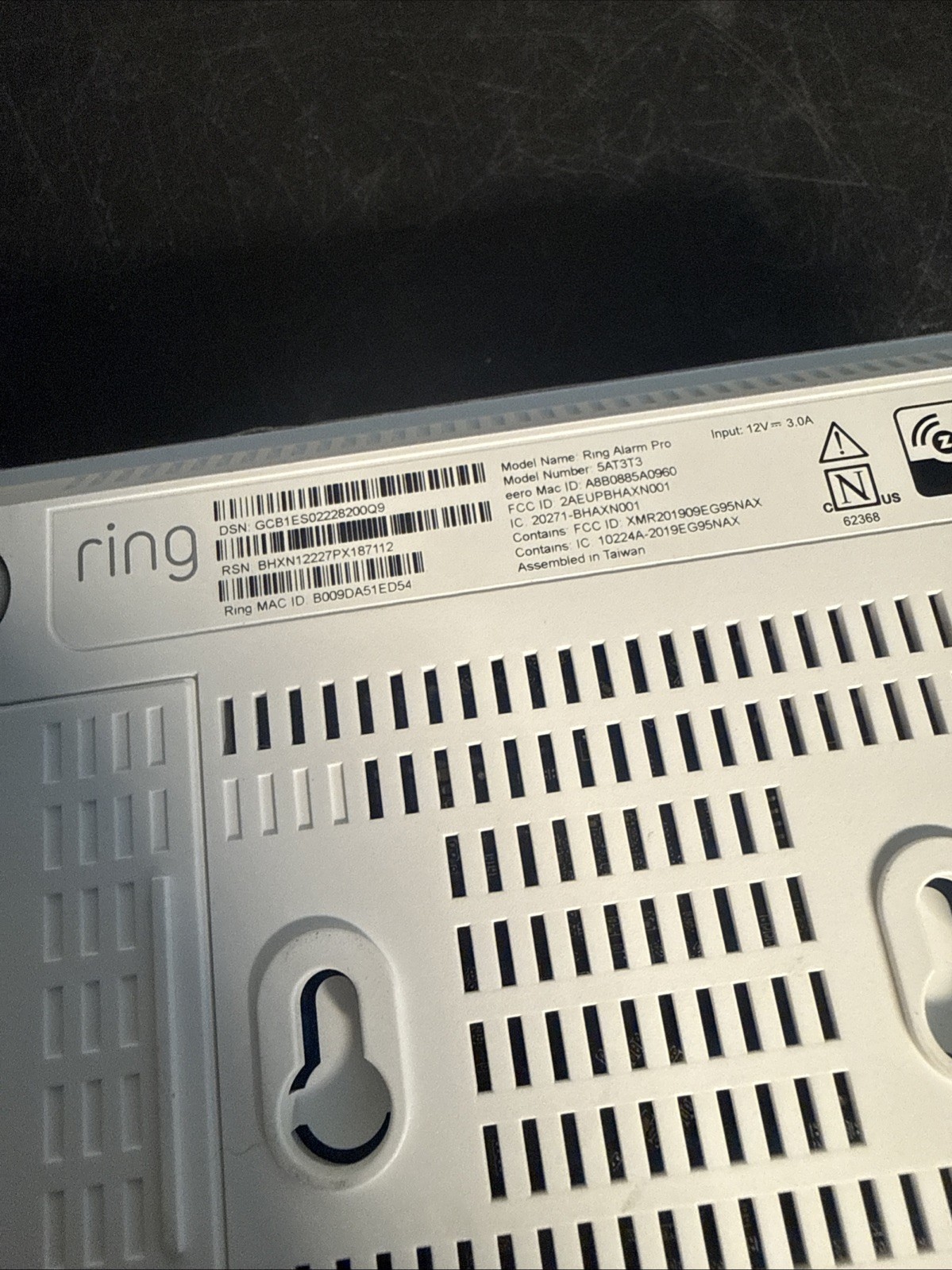 Ring Alarm Pro Base Station (Model 5AT3T3) No Power Cord