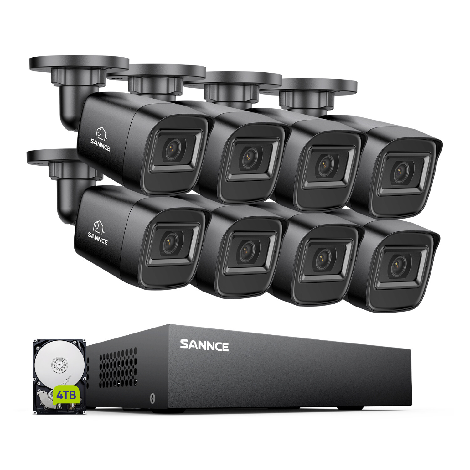 SANNCE 8CH 1080P Lite 5IN1 DVR 2MP Security Camera System AI Human Detection IR