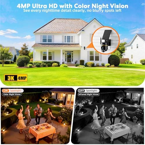 5G&2.4GHz 4MP Solar Security Camera Wireless Outdoor, Short-Solar Cam Black