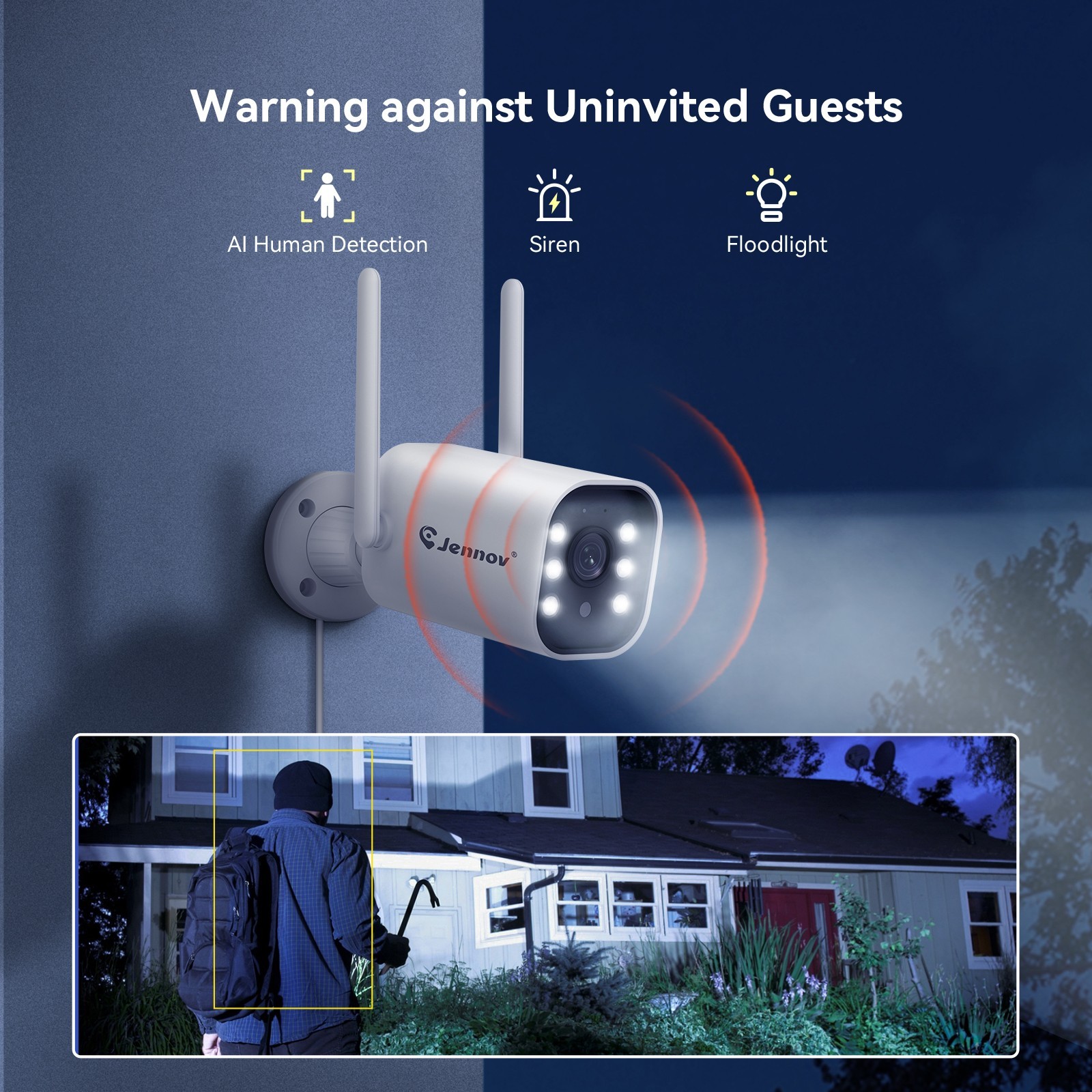 JENNOV 5MP WiFi Security Camera System Outdoor 10″ NVR with Monitor 2‑Way Audio