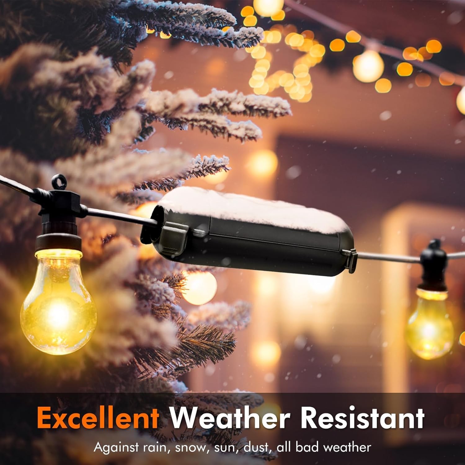 Restmo 2 Pack Compact Outdoor Extension Cord Cover, IP44 2 Pack, Black