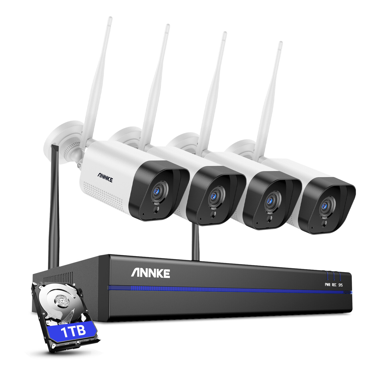 ANNKE 3MP Wireless CCTV AI Security Camera System WiFi 8CH NVR Two Way Audio 1TB