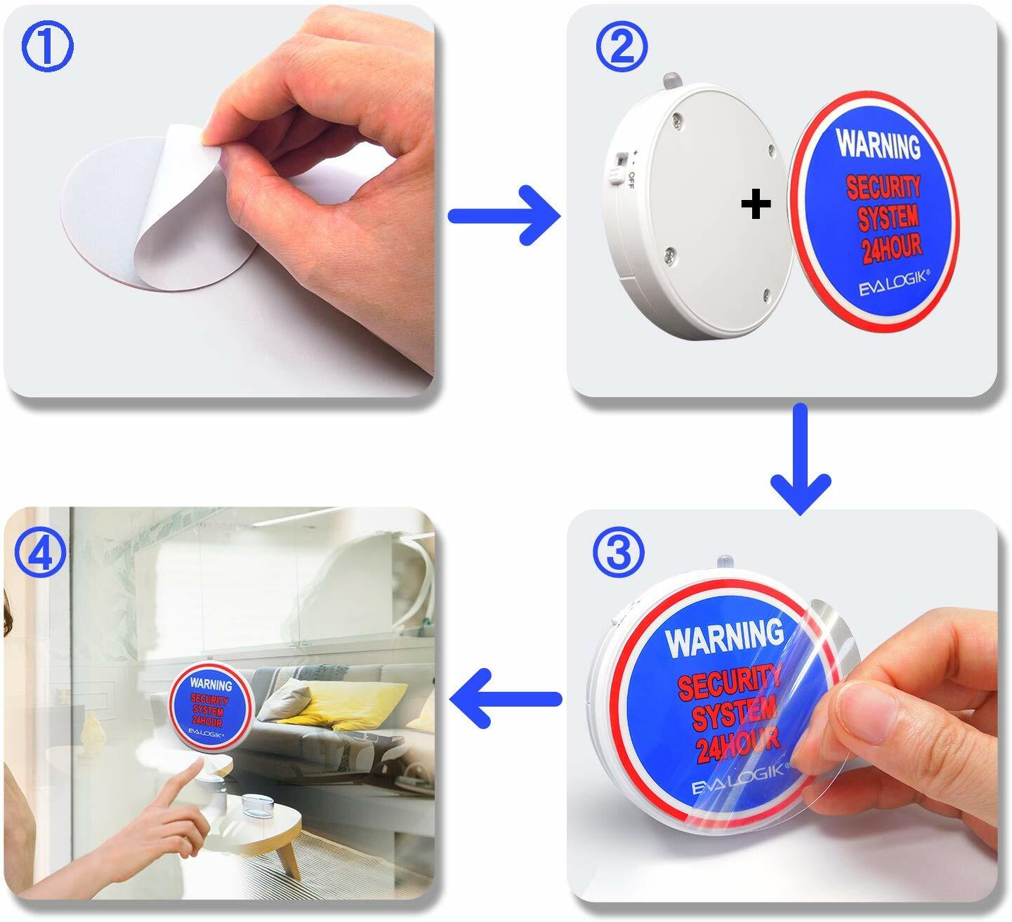 Glass/Window Break Alarm with Loud 120dB Alarm and Vibration Sensors 4/8 packs