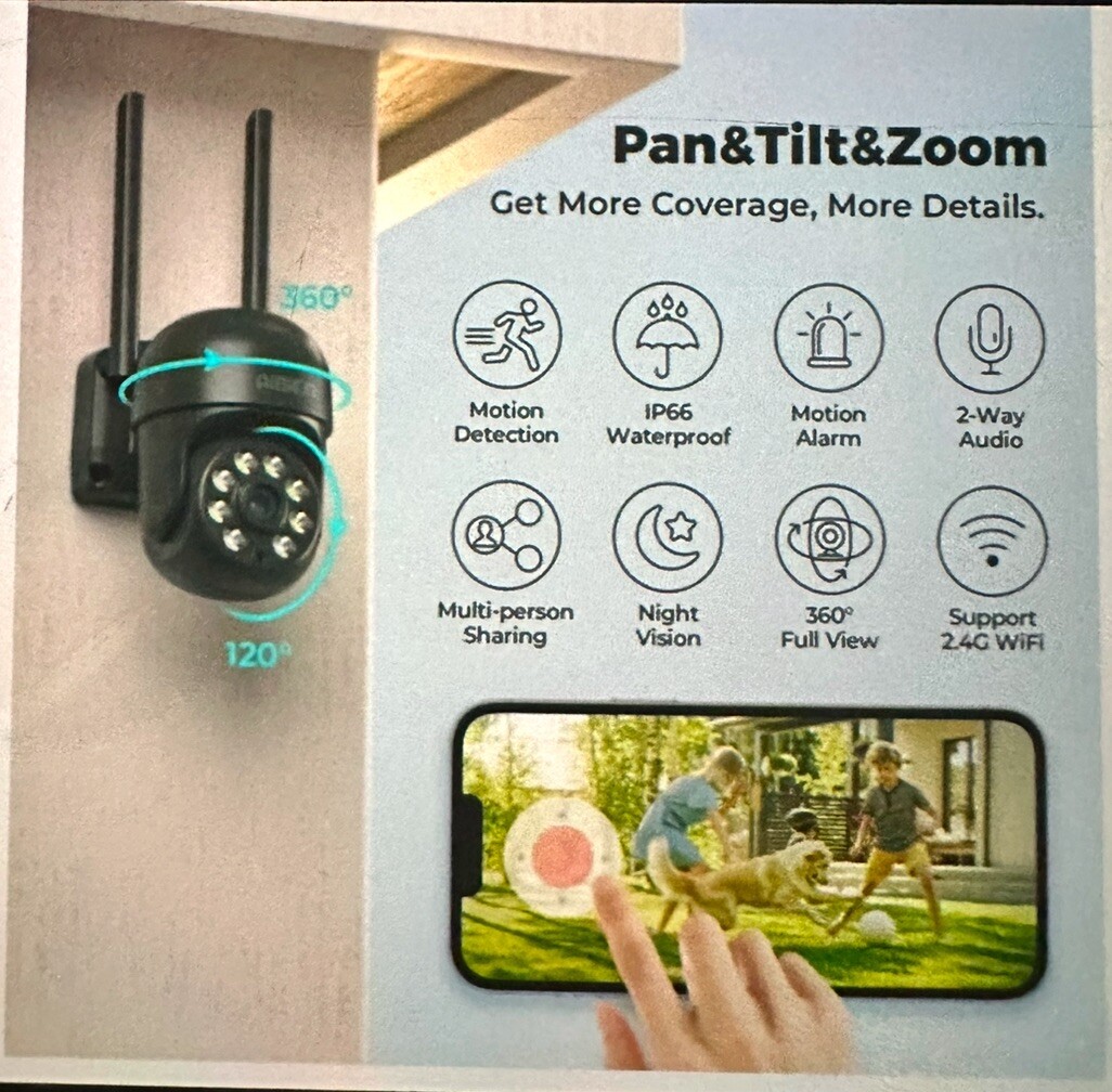 2K Security Camera Outdoor / Indoor – 3MP WiFi Home Security Camera System 360