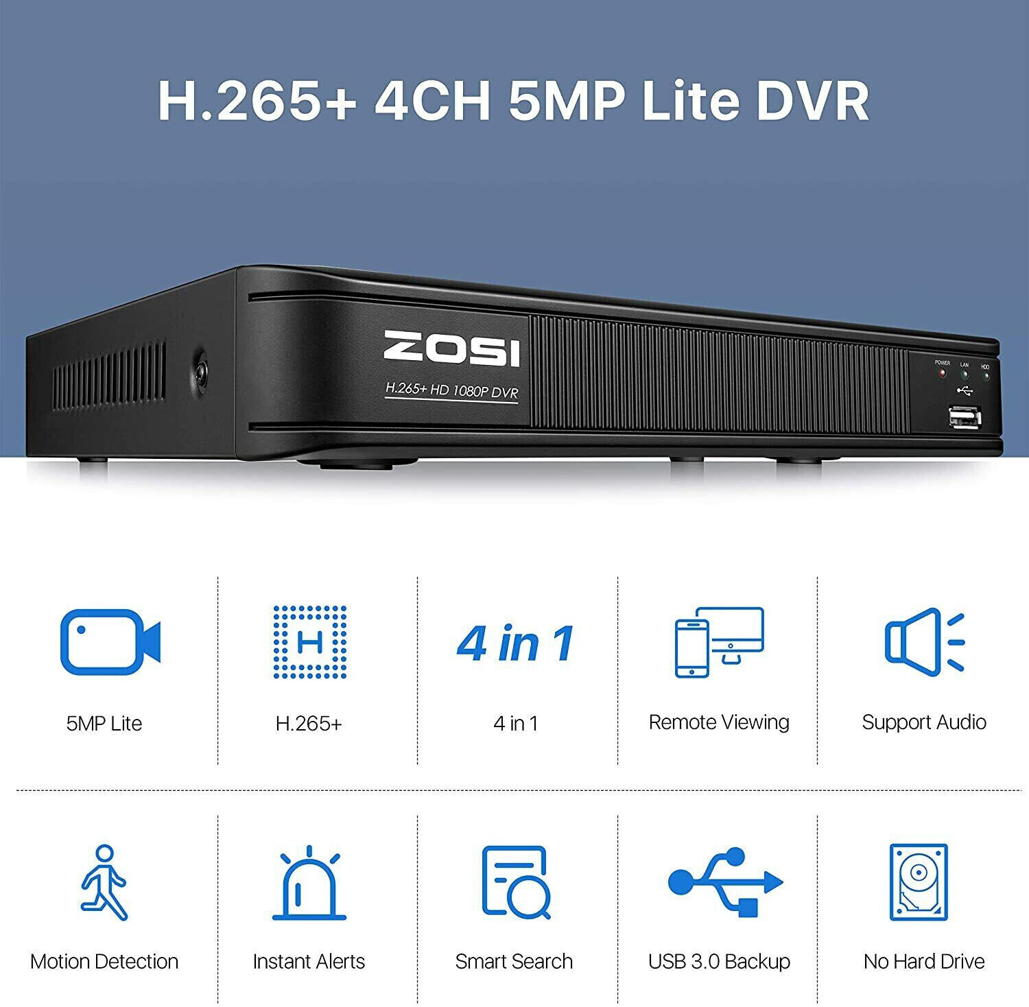 ZOSI 5MP Lite DVR Home Security Cameras System CCTV 1080p Surveillance Outdoor
