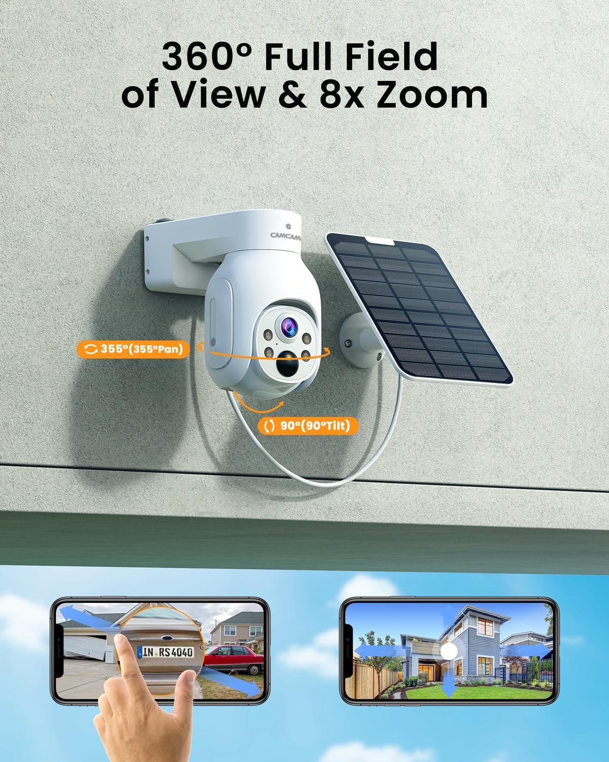Solar Battery Powered Wireless WiFi PTZ Outdoor Home Security Camera CCTV System