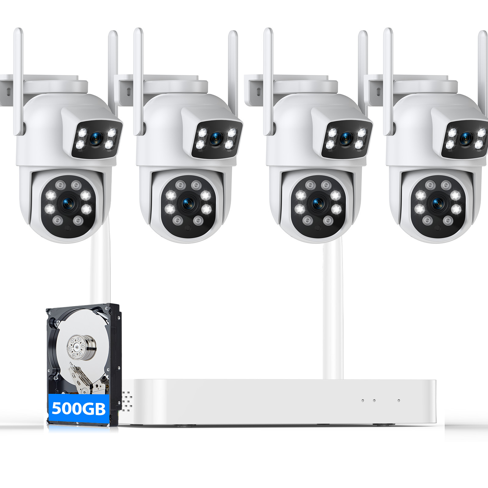 10CH 4K NVR Wireless Security Camera System Dual Lens Dual Screen WiFi Cams Lot